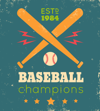 Vector vintage poster for baseball on grunge background. Retro poster for baseball.のイラスト素材