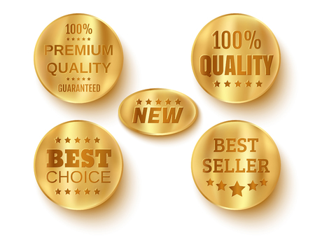 Vector set golden web luxury banners. Premium web golden banners.のイラスト素材