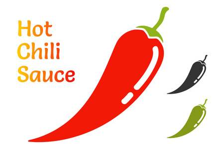 Vintage icon of a chili pepper. Illustration of a red chili pepper.のイラスト素材