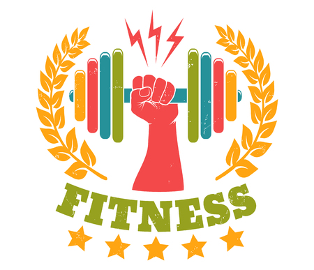 Vector vintage   for gym or fitness. Retro emblem for gym.のイラスト素材