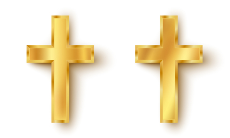 Vector set icons of a golden cross. Golden crossのイラスト素材