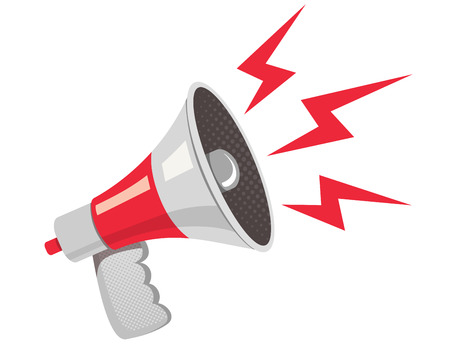 Vector icon of vintage wihte megaphone. Vector retro megaphone. Protest.のイラスト素材