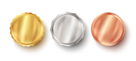 Vector set golden, bronze and silver web luxury award banners. Premium web metalic banners.のイラスト素材