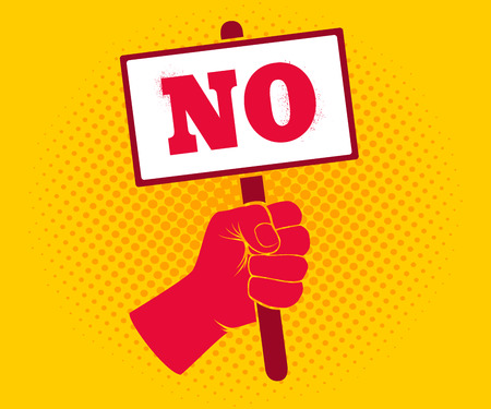 Vector illustration of a hand with transparency on halftone background. Protest.のイラスト素材
