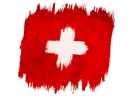 Vintage swiss flag. Swiss flag in grunge style. Flag of Switzerlandの写真素材