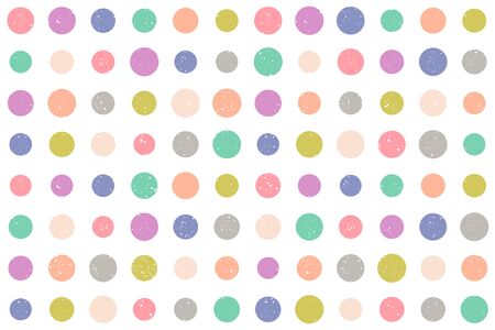 Vintage vector seamless pattern in retro style. Retro colorful pattern with grunge dots. Vintage vector texture in 60s style. Colorful dots.のイラスト素材