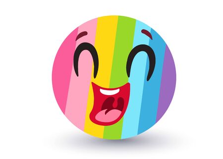 Vector rainbow emoji. Funny rainbow emoji in  style. Vector smile like rainbow.のイラスト素材