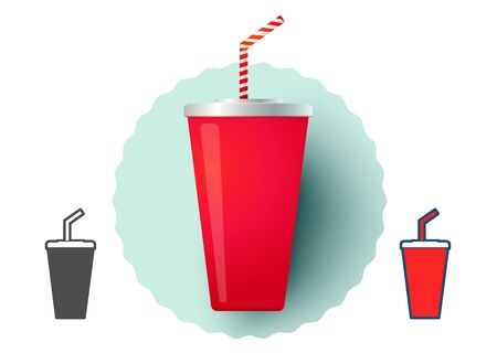 Vector illustration of a glass with cold drink. Cold drink from fast food.のイラスト素材