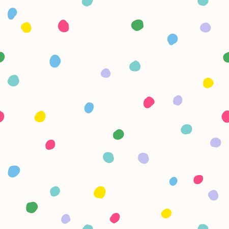 Vector vintage seamless pattern for Christmas with colorful snowflakes. Retro funny pattern for holidays with snow. Colorful dots.のイラスト素材