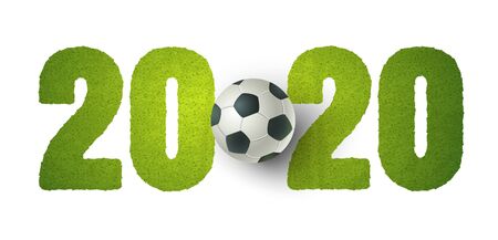 Vector soccer ball on green field. Soccer ball on green grass.のイラスト素材