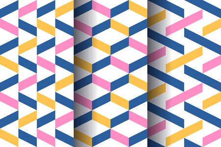 Vector set geometric abstract seamless pattern. Set of modern vector seamless patterns. Trendy vector textures.のイラスト素材