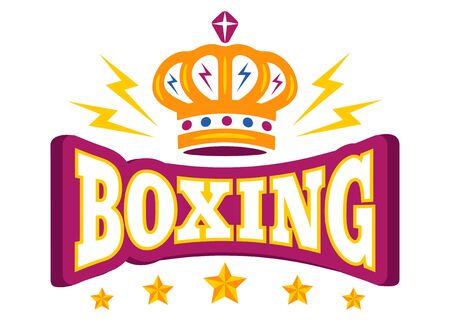 Vector vintage poster for boxing with crown. Vector   with crown and stars for boxing.のイラスト素材