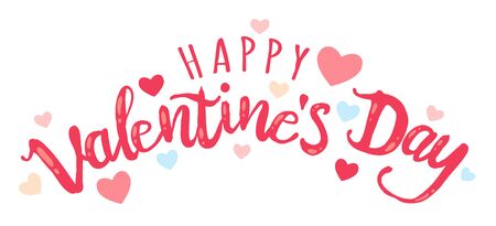 Vector emblem for Valentine's day.  Valentine's day with hand drawing letters. Lettering for Valentines day.のイラスト素材