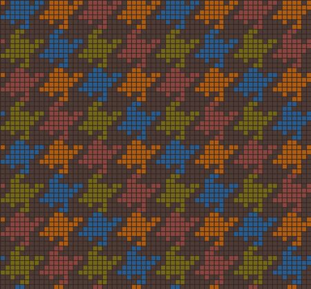 Vector seamless crows foot pattern. Houndstooth pattern from pixels. Modern houndstooth texture.