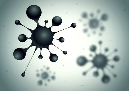 Illustration of viruses in macro style. Poster of virus close up. Stop Coronavirus.の写真素材