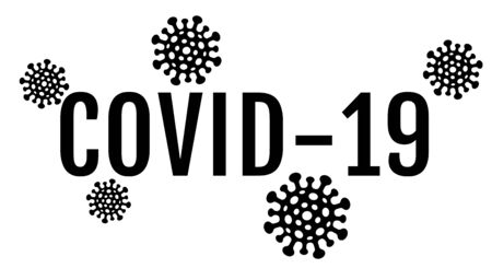 Vector icon of stop coronavirus. Vector poster of text COVID-19 with viruses. Stop coronavirus.のイラスト素材