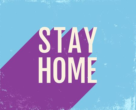 Vector poster with text stay home on pink background. Vector illustration of text stay home with shadow. Stop Coronavirus.のイラスト素材