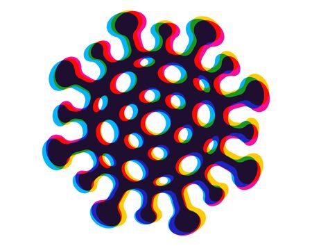 Vector icon of coronavirus in CMYK style. Vector illustration of COVID-19 in glitch style. Stop coronavirus.のイラスト素材