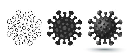 Vector set icons of coronavirus. Vector illustration of COVID-19 in flat and 3D style. Stop coronavirus.のイラスト素材
