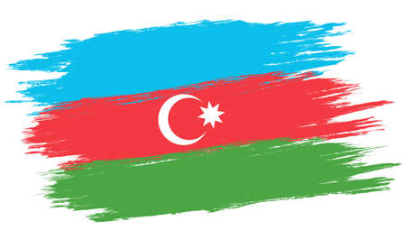 Vector vintage Azerbaijan flag. Drawing flag of Azerbaijan in grunge style.のイラスト素材
