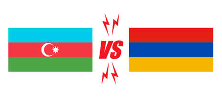 Vector set of two icons of Azerbaijan and Armenia flags. Azerbaijan vs Armenia.のイラスト素材