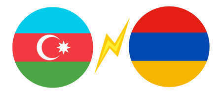 Vector set of two icons of Azerbaijan and Armenia flags. Azerbaijan vs Armenia.のイラスト素材