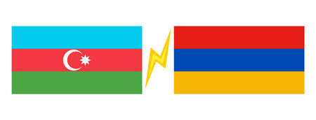 Vector set of two icons of Azerbaijan and Armenia flags. Azerbaijan vs Armenia.のイラスト素材