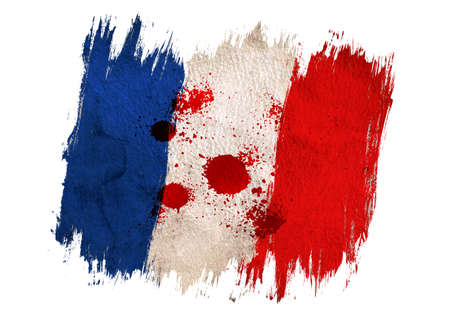 Vintage flag of France with blood drops. France flagの写真素材
