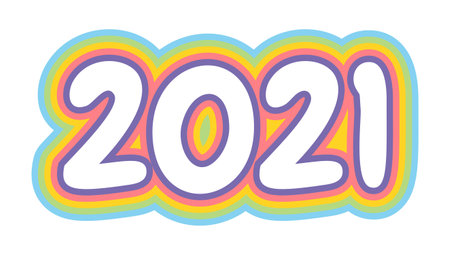 Vector poster with 2021 on isolated background for Christmas and New year. New year postcard 2021.のイラスト素材