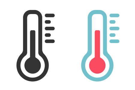 Vector set icons of thermometer in flat style. Vector illustration of thermometer.のイラスト素材