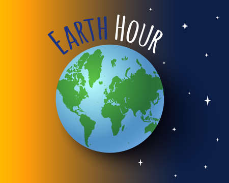 Vector illustration of Earth planet for Earth hour. We love our planet. Day and nigth.のイラスト素材