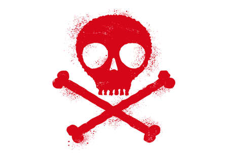 Vector icon of skull with blood drops. Simple vector illustration of bleeding skull in grunge style.のイラスト素材