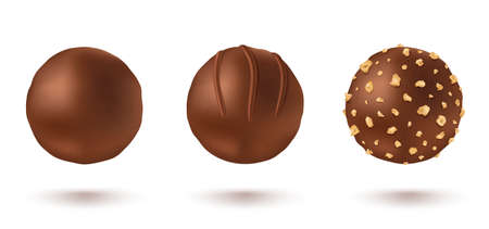 Vector set chocolate candies in realistic style. Vector illustration of a chocolate candy.のイラスト素材
