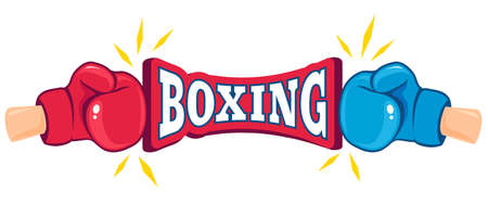 Vector vintage emblem for boxing with gloves.のイラスト素材