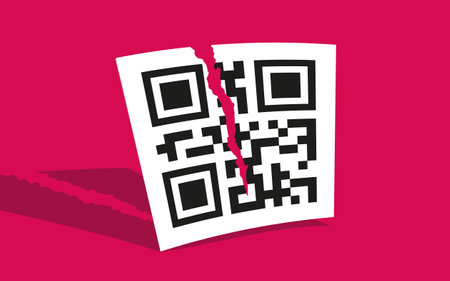 Vector illustration of a QR code. Vector icon of torn QR code. Protest.のイラスト素材