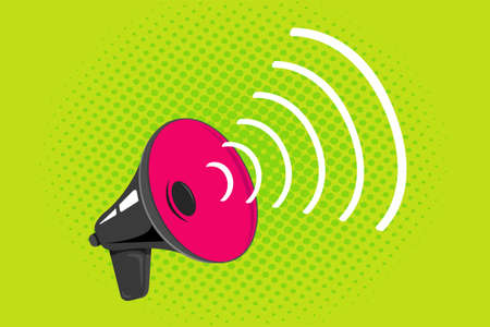 Vector icon of vintage black megaphone. Vector retro black megaphone on vintage backgroundのイラスト素材