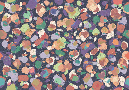 Vintage vector seamless terrazzo pattern in retro style. Retro colorful pattern with terrazzo texture. Vintage vector stone texture.のイラスト素材