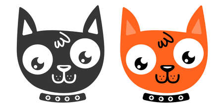 Vector set illustrations of cute dog head. Vector emblem of chihuahua head. Pet.