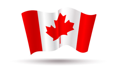 Vector Canadian flag in 3D style. Vintage flag of Canada for holidays.のイラスト素材