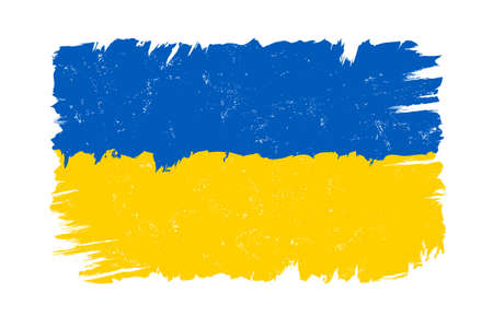 Vector vintage Ukraine flag on isolated background. Drawing flag of Ukraine in grunge style.のイラスト素材
