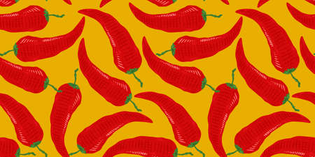Vector seamless pattern of chilli pattern. Vector pattern with hot chili pattern.のイラスト素材