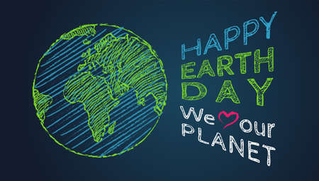 Vector vintage poster for Earth day. Earth day April 22. We love our planet.のイラスト素材
