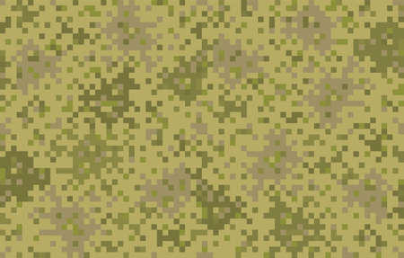 Vector seamless military pattern in pixel style. Pixel camouflage vector seamless green pattern.のイラスト素材