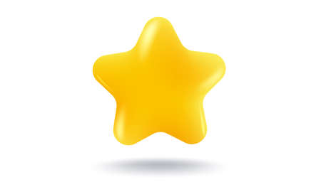 Vector icon of a yellow star in 3D style. Achievements for games or customer rating feedback of website. Vector illustration of a star in realistic 3d style.のイラスト素材
