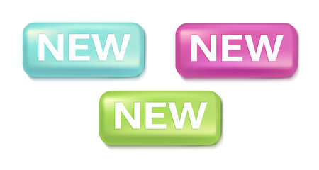 Vector set icons of 3d new labels. Vector new banners in realistic style.のイラスト素材