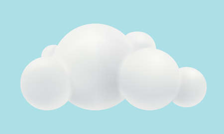 Vector illustration of white clouds in 3D style. Vector weather icon with clouds in realistic style.のイラスト素材
