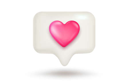 Vector social media heart icon. Vector like icon in 3d style with heart. Realistic pink heart for social medi and notification.のイラスト素材
