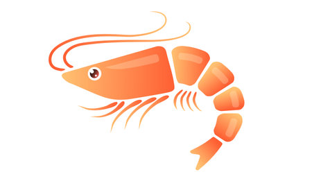 Vector icon of shrimp. Vector illustration of shrimp in flat style.のイラスト素材