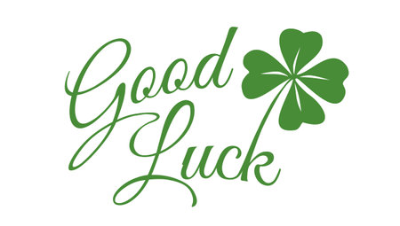 Vector vintage poster with clover for Patrick's day. Vector green lucky clover and text of Good luck.のイラスト素材