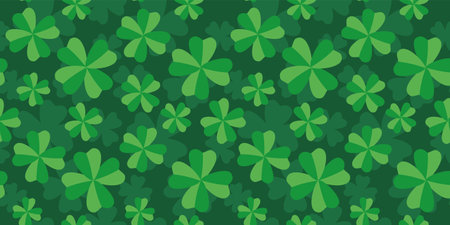 Vintage vector seamless pattern with lucky clover. Retro vector pattern with clovers for Patrick's day.のイラスト素材